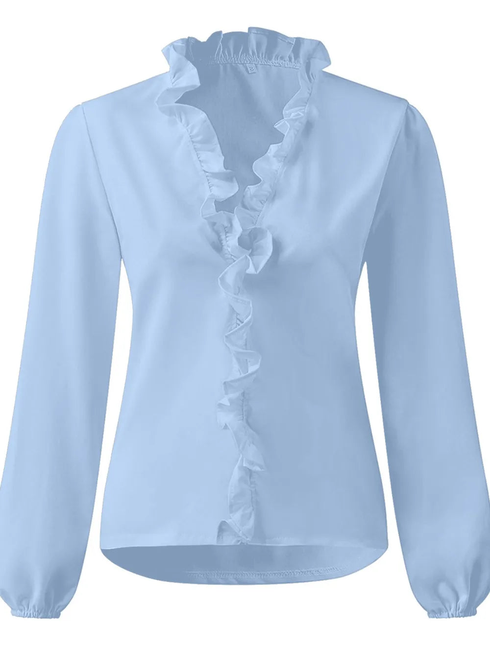 Ruffled V-Neck Long Sleeve Blouse 