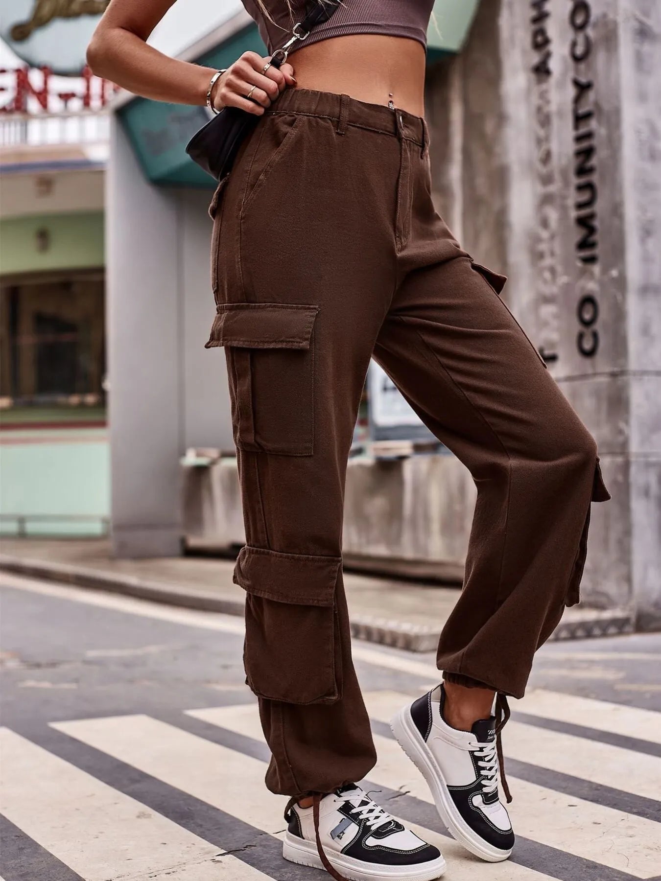 Casual Wide Leg Cargo Jeans 