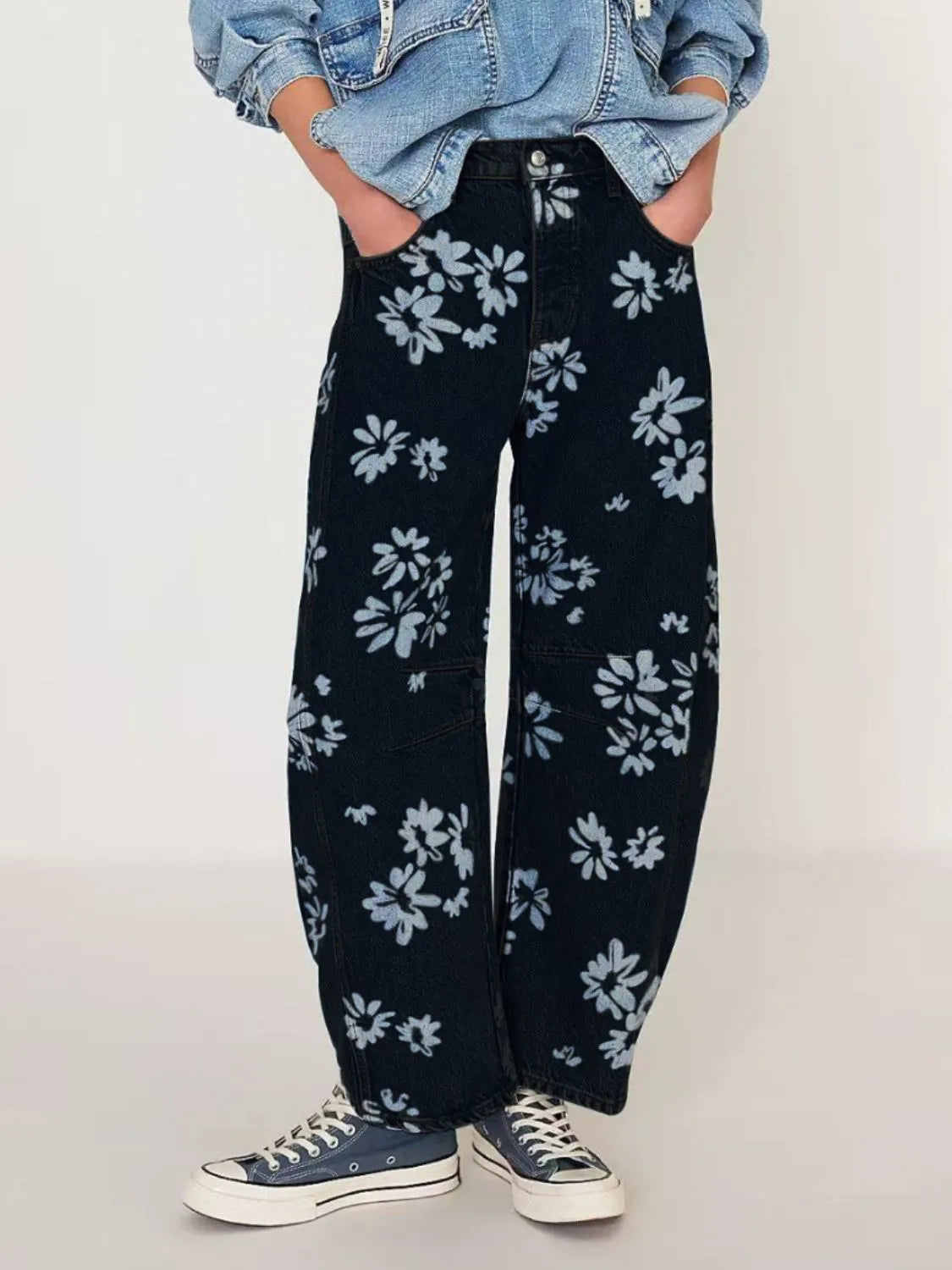 Printed Wide Leg Jeans 