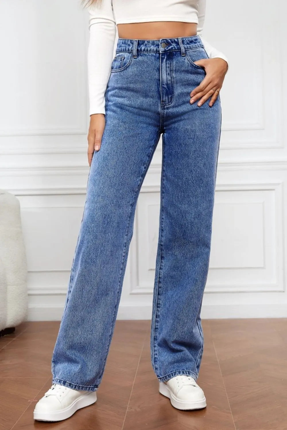 High Waist Straight Jeans 