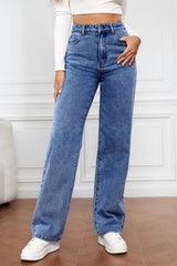 High Waist Straight Jeans 