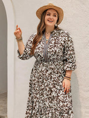 Plus Size Floral Print Long Sleeve Maxi Dress 
