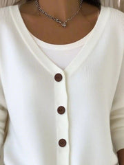 Full Size V-Neck Button-Down Knit Cardigan Plus Size 