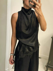 High Neck Lace Trim Cami 