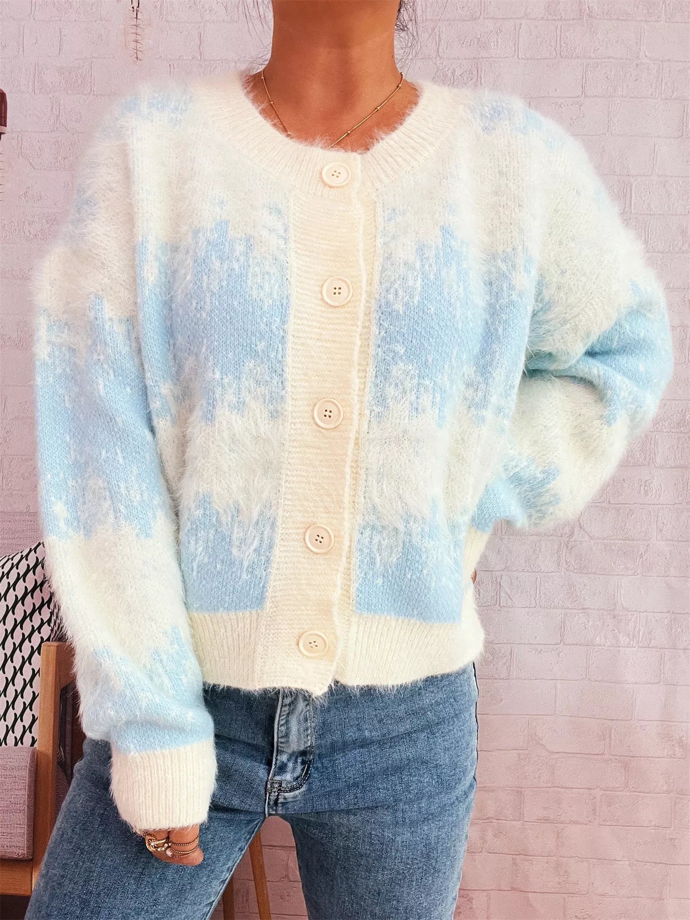 Ribbed Hem Button Up Cardigan 