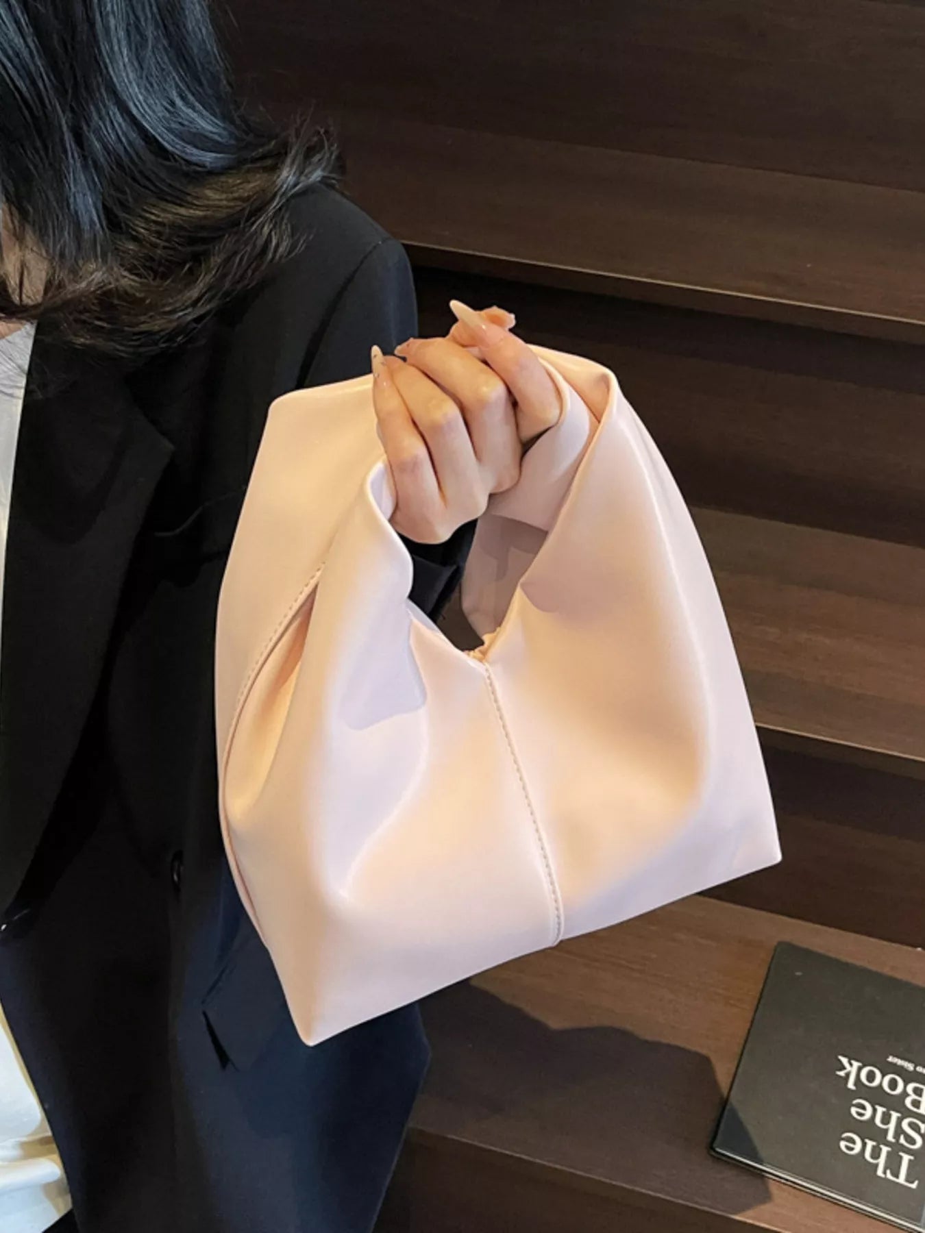 Knot Handle Leather Handbag 
