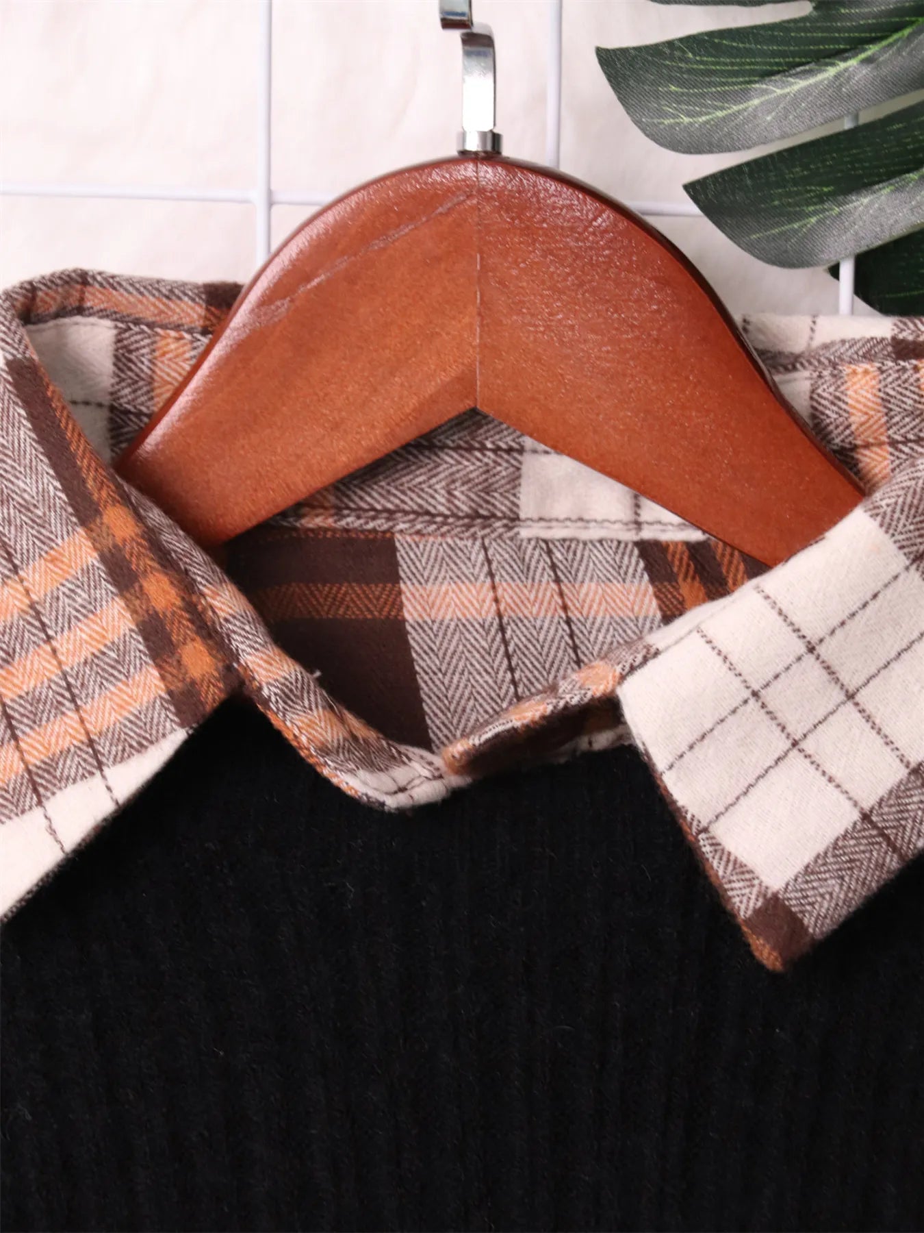 Plaid Long Sleeve Sweater Dress 