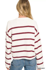Zenana Wool Blend Striped Sweater 