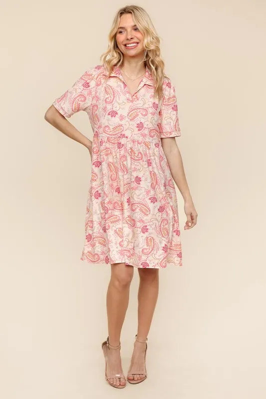 Haptics  Fit and Flare Paisley Print Knit Dress 