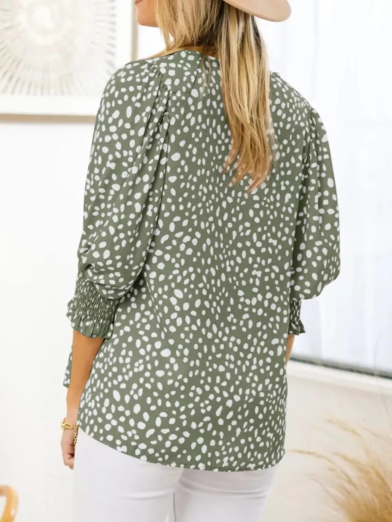 Animal Print Half Sleeve Blouse 