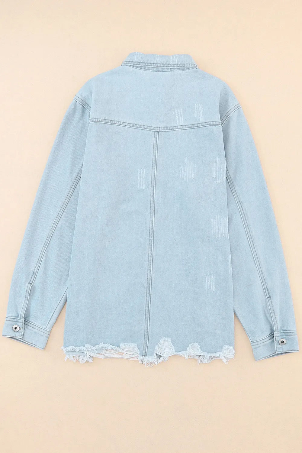 Flap Pocket Raw Hem Denim Jacket 
