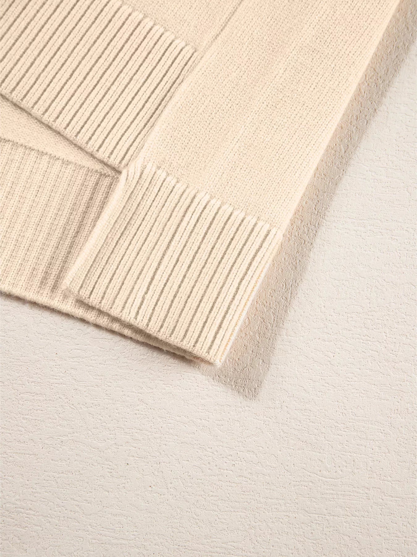Front Center Seam Drop Shoulder Solid Sweater 