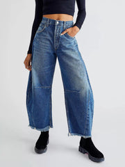 Wide Leg Raw Hem Jeans 