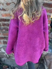 Open Front Long Sleeve Fluffy Jacket 