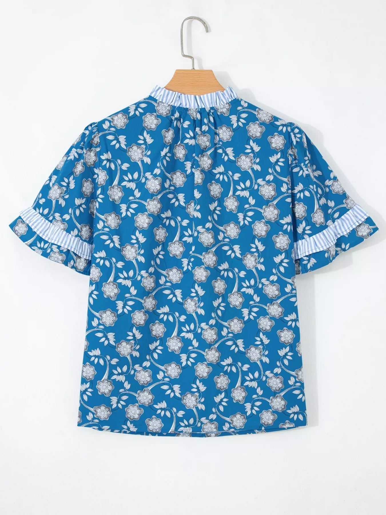 Floral Print Ruffle Sleeve Blouse 