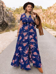 Plus Size V-Neck Maxi Dress 