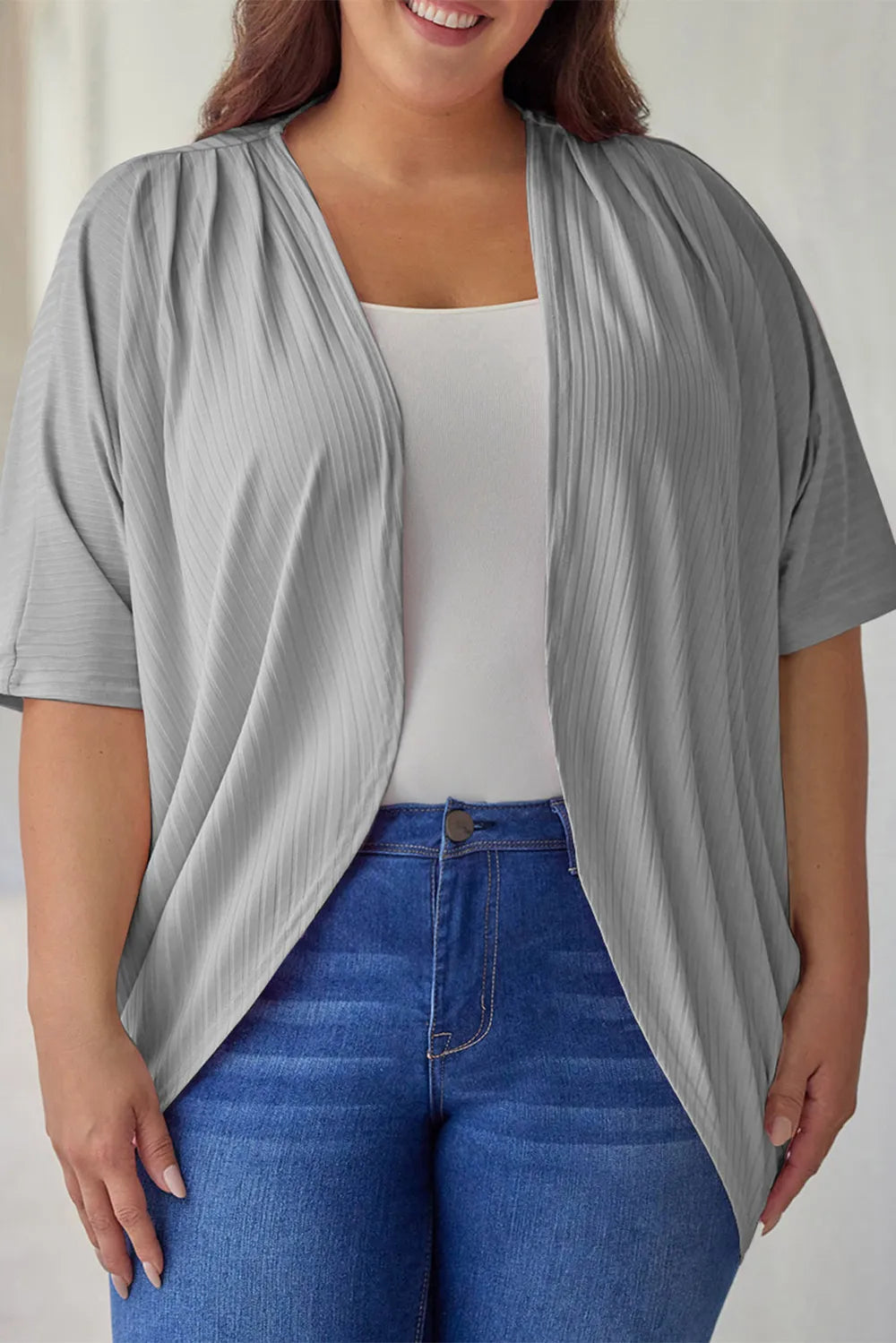 Plus Size Ribbed Cocoon Cover Up 