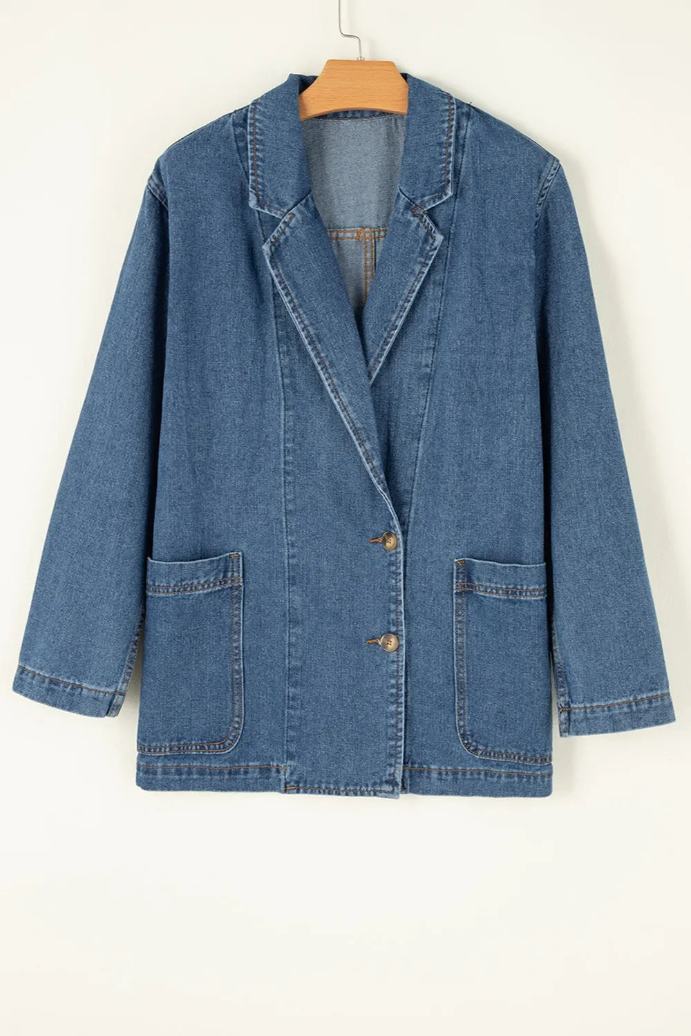 Pocketed Long Sleeve Denim Jacket 