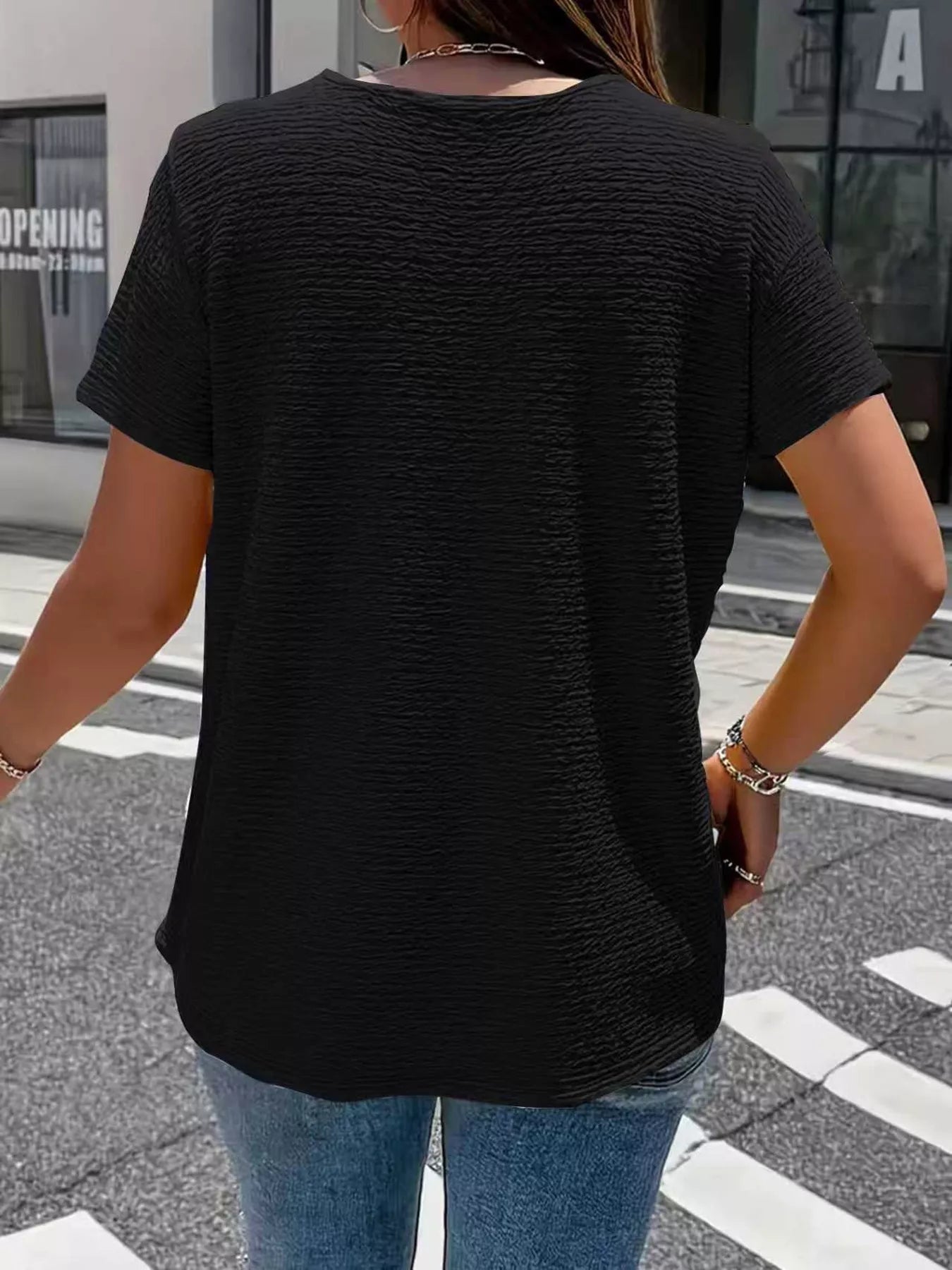 Textured Short Sleeve Blouse 