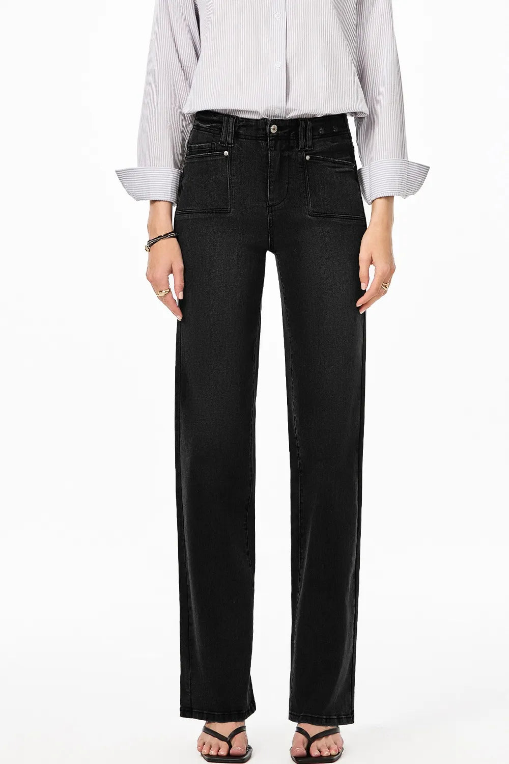 High-Waisted Wide-Leg Vintage Wash Jeans 