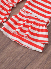Children's Christmas Ruffle Trim Top and Pants Set 