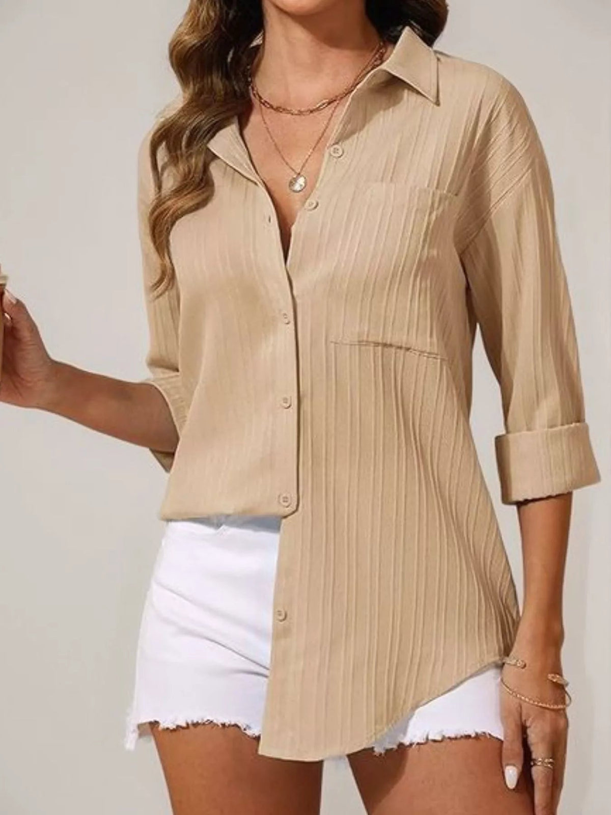 Textured Button-Down Shirt 