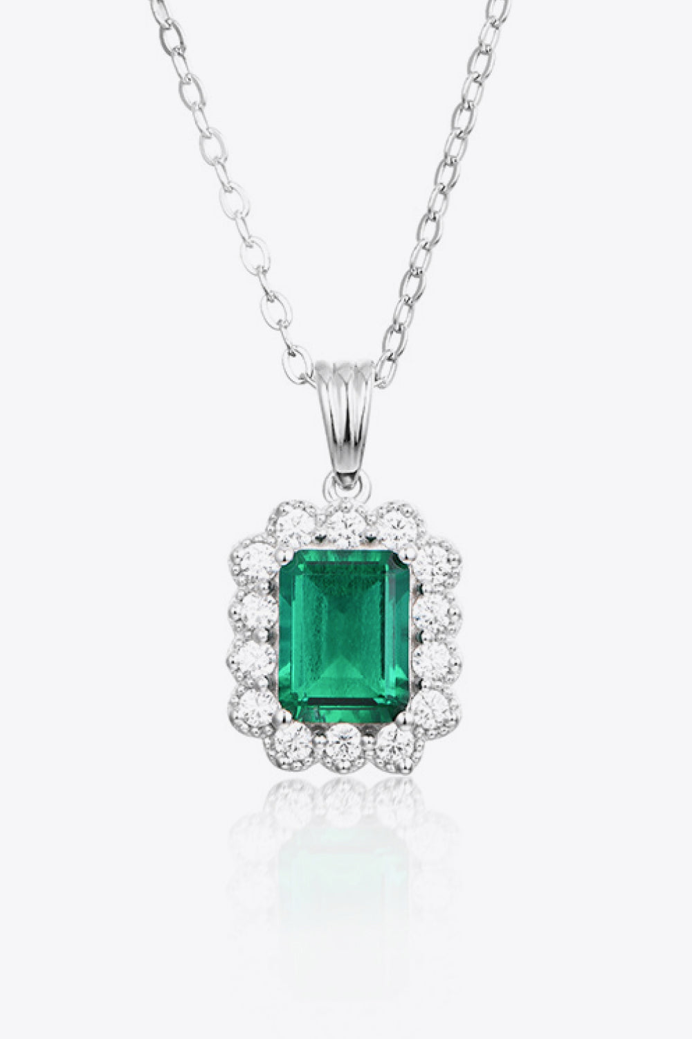 1.5 Carat Lab-Grown Emerald Pendant 925 Sterling Silver Necklace 