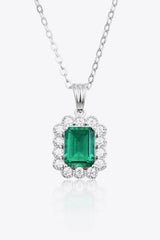 1.5 Carat Lab-Grown Emerald Pendant 925 Sterling Silver Necklace 