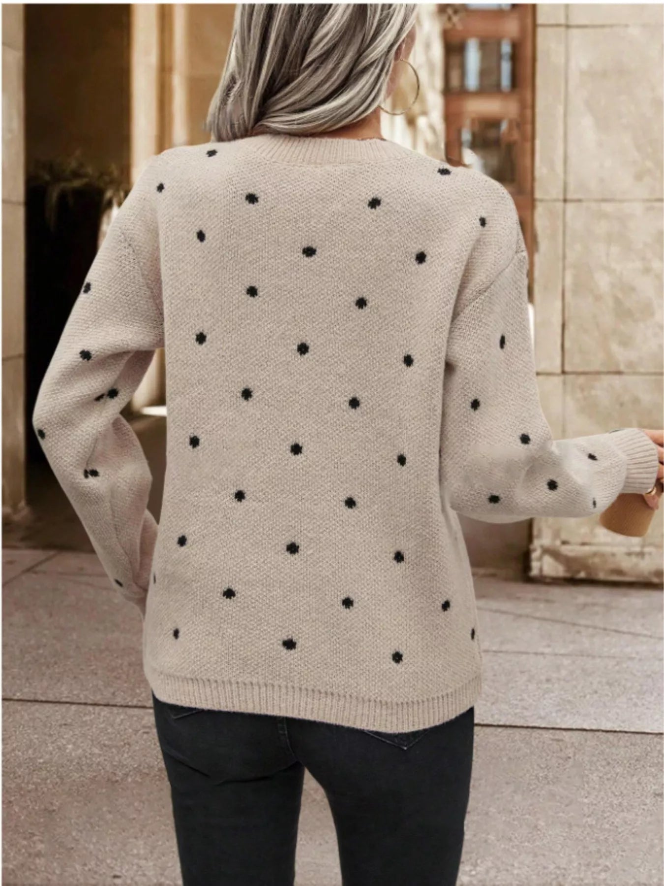 Polka Dot Long Sleeve Sweater 