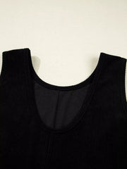 Corduroy Sleeveless Mini Dress with Patched Pockets 