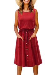 Full Size Round Neck Sleeveless Tank Dress Plus Size 