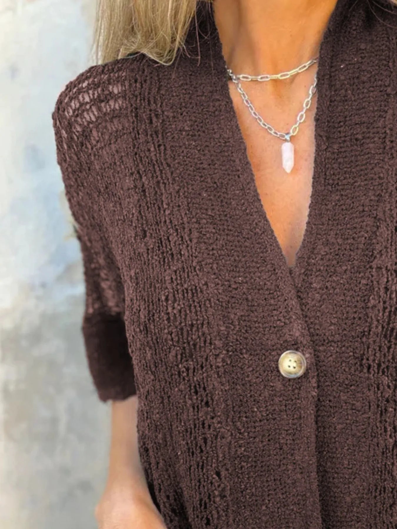 Full Size One Button Half Sleeve Cardigan Plus Size 