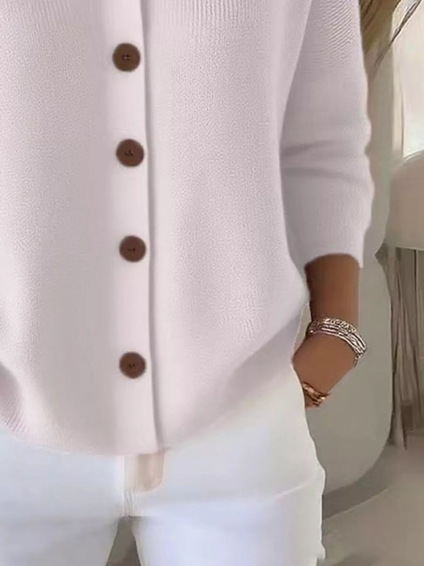 Full Size Button-Down Knit Cardigan Plus Size 