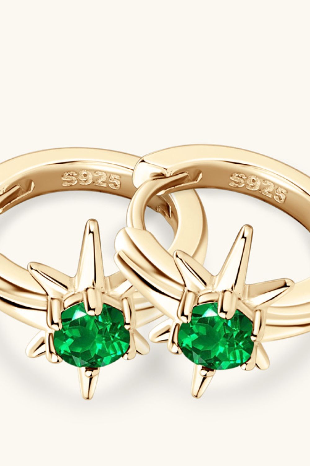 Lab-Grown Emerald Huggie Earrings 
