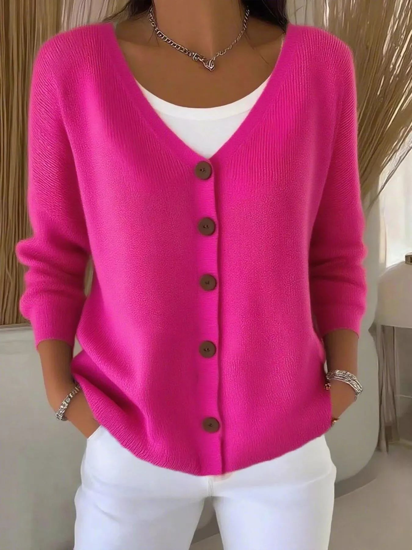 Full Size V-Neck Button-Down Knit Cardigan Plus Size 