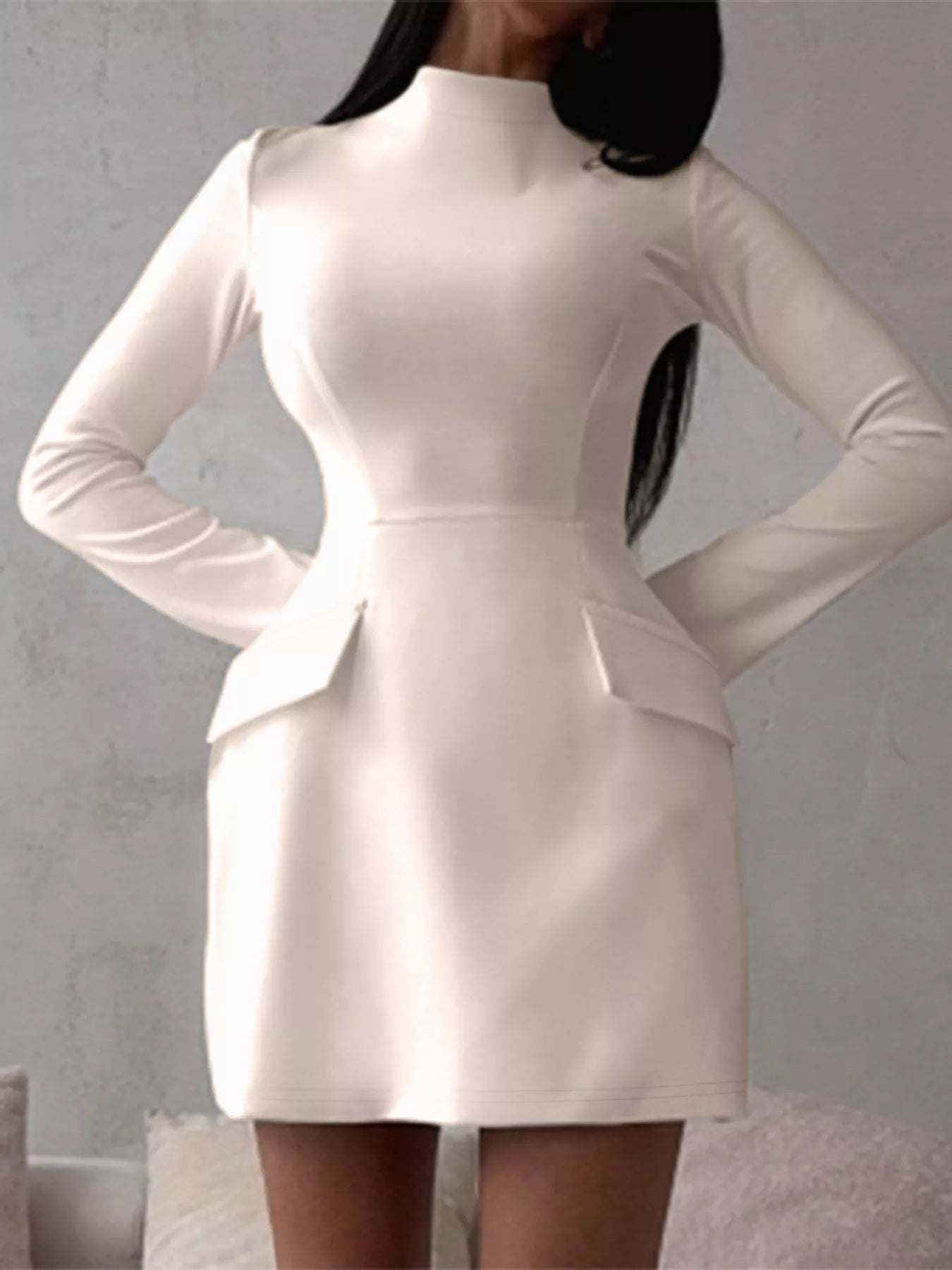 Mock Neck Long Sleeve Bodycon Dress 