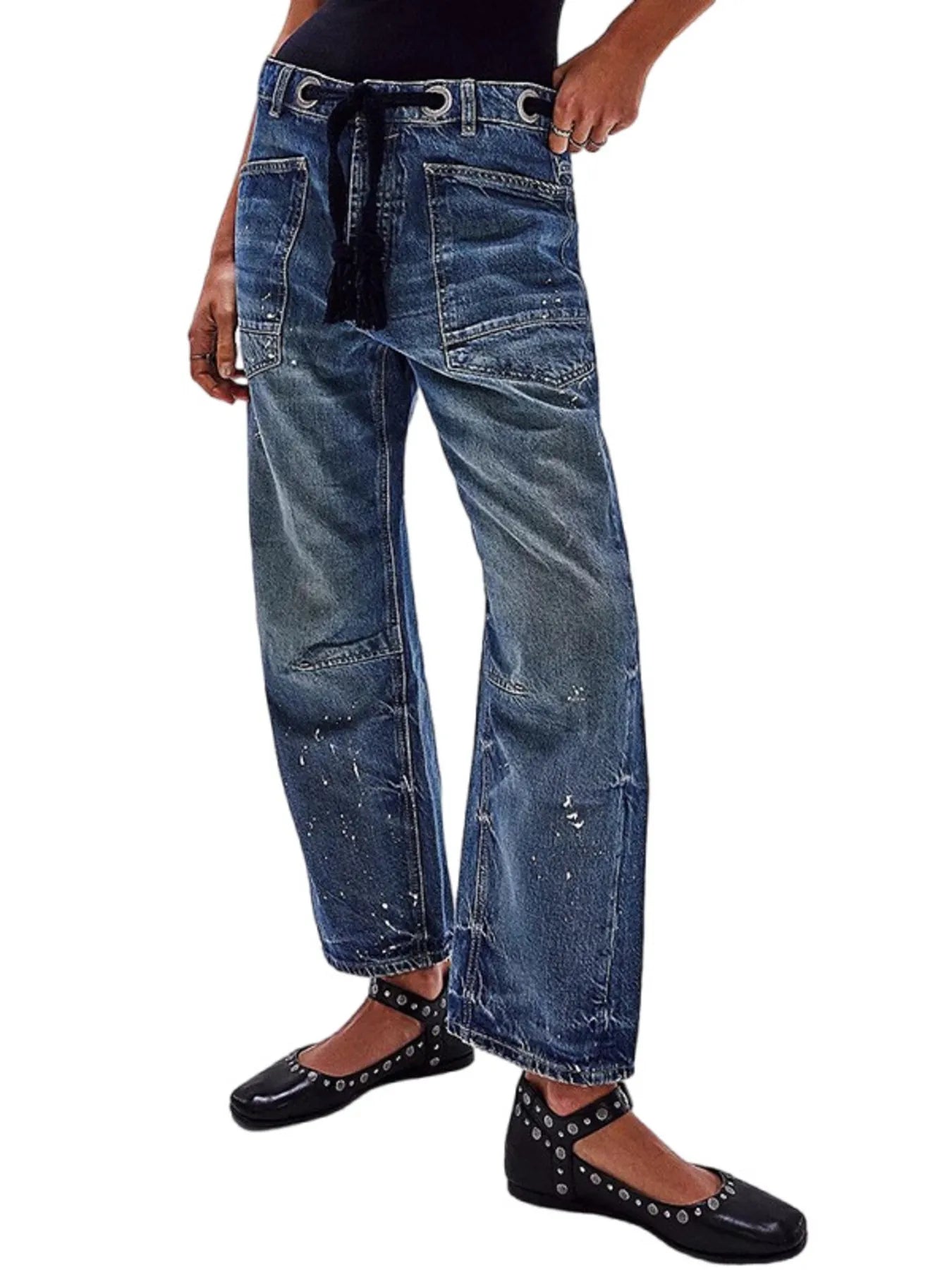 Washed Wide Leg Jeans 