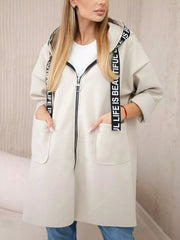 Full Size Hooded Zip-Up Longline Outerwear Plus Size 