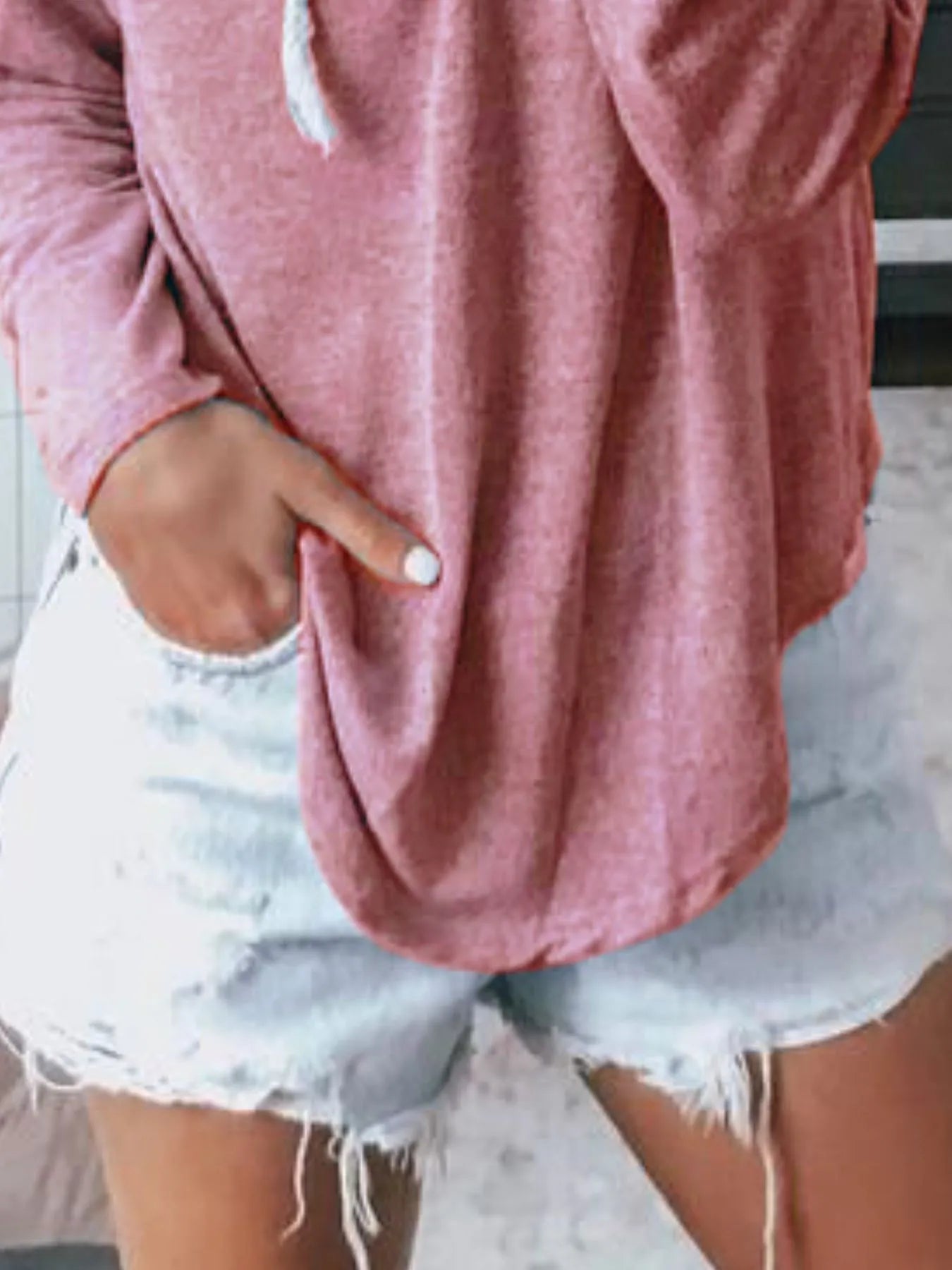 Full Size Drawstring Long Sleeve Hoodie Plus Size 