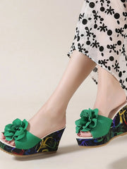 Peep Toe Wedge Sandals 