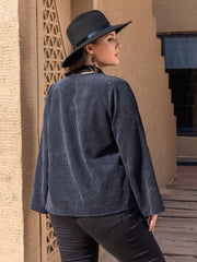 Plus Size Embroidered Open Front Jacket 