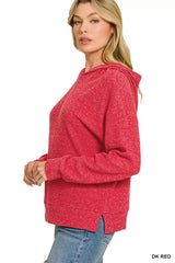 Zenana Brushed Ribbed Hacci Hoodie Pullover 