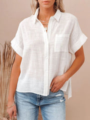 Full Size Button Up Short Sleeve Shirt Plus Size 