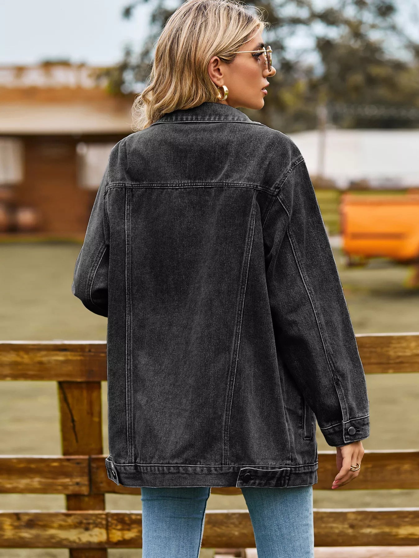 Button Up Long Sleeve Denim Jacket 