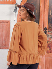 Plus Size V-Neck Peplum Blouse 