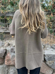 Full Size Texture Knit Longline Coat Plus Size 