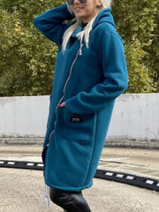 Full Size Asymmetrical Zip-Up Hooded Fleece Outerwear Plus Size 