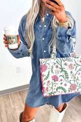 Vintage Wash Button-Down Denim Dress 