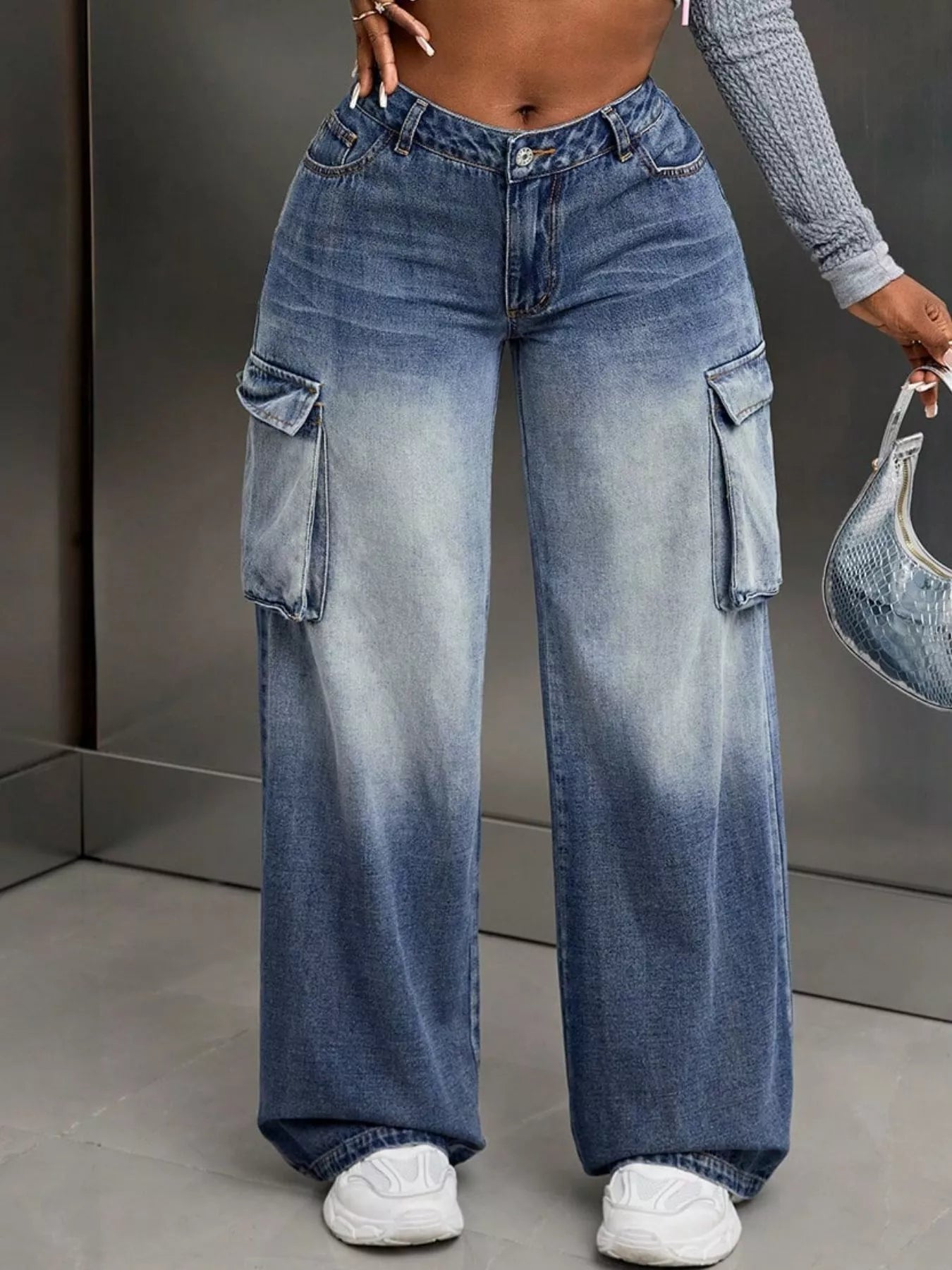 Vintage Wide Leg Cargo Jeans 