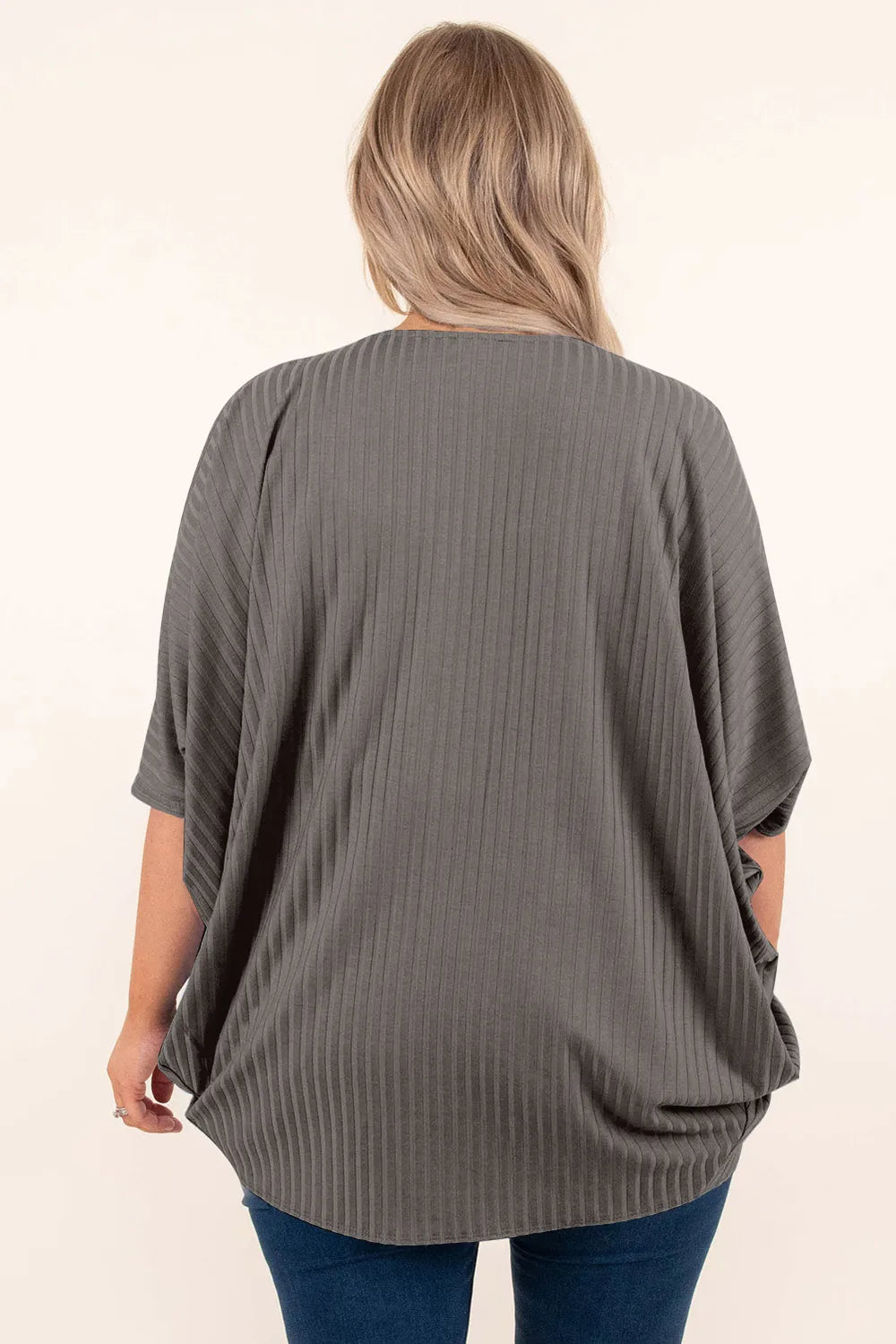 Plus Size Ribbed Cocoon Cover Up 